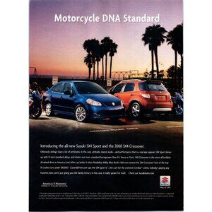 2008 Suzuki SX4 Sport and Crossover Vintage Print Ad Palm Trees Beach Wall Art